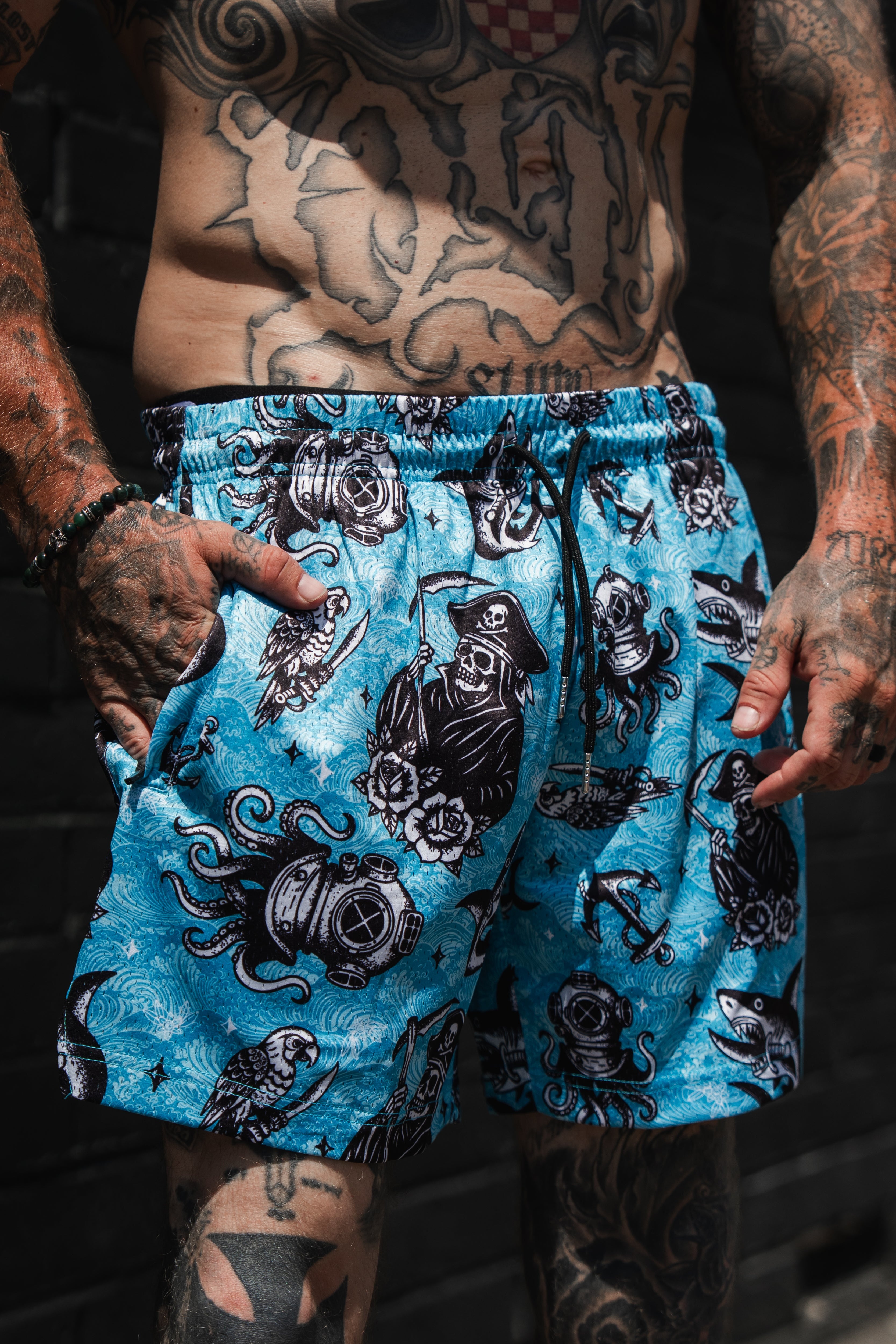 Premium Mesh Shorts | 5.5"- The Sea Swallows the Weak