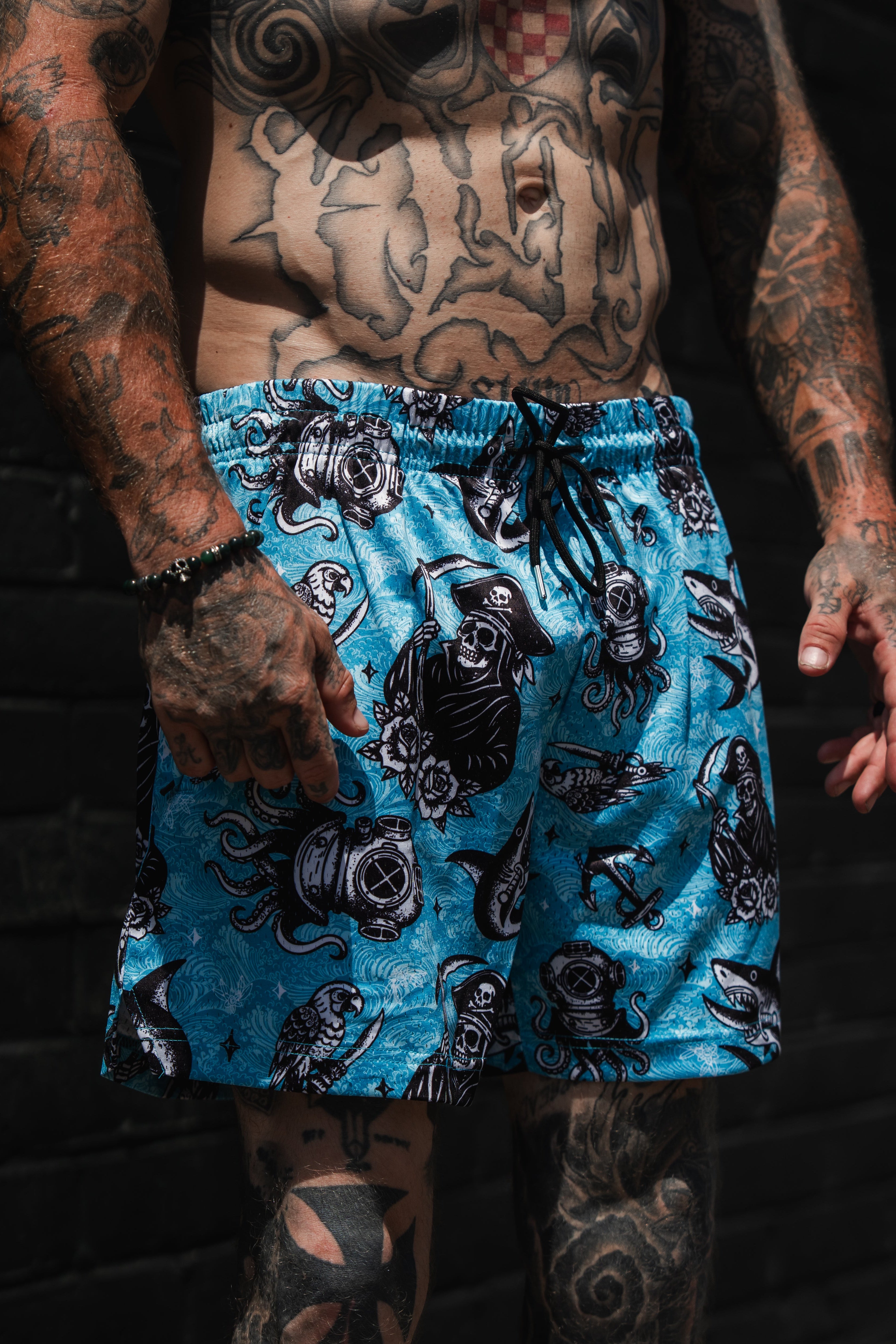 Premium Mesh Shorts | 5.5"- The Sea Swallows the Weak