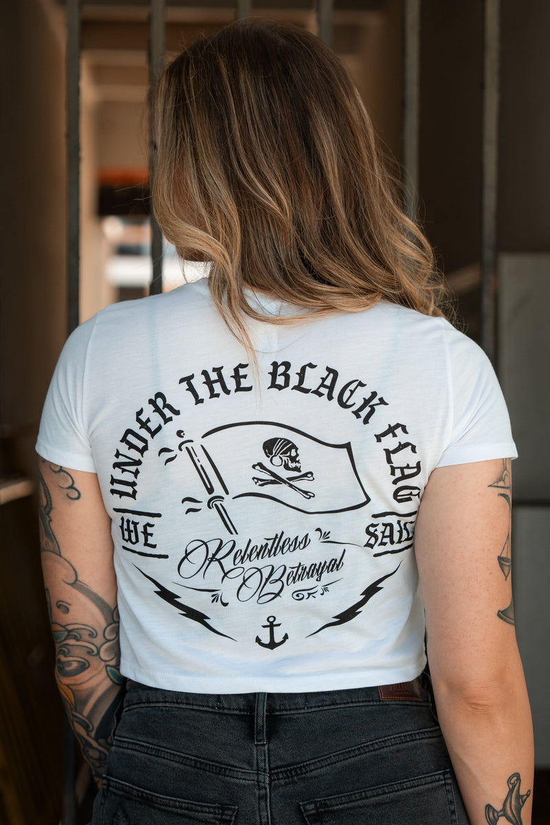 White Crop Top Nautical Design Relentless Betrayal