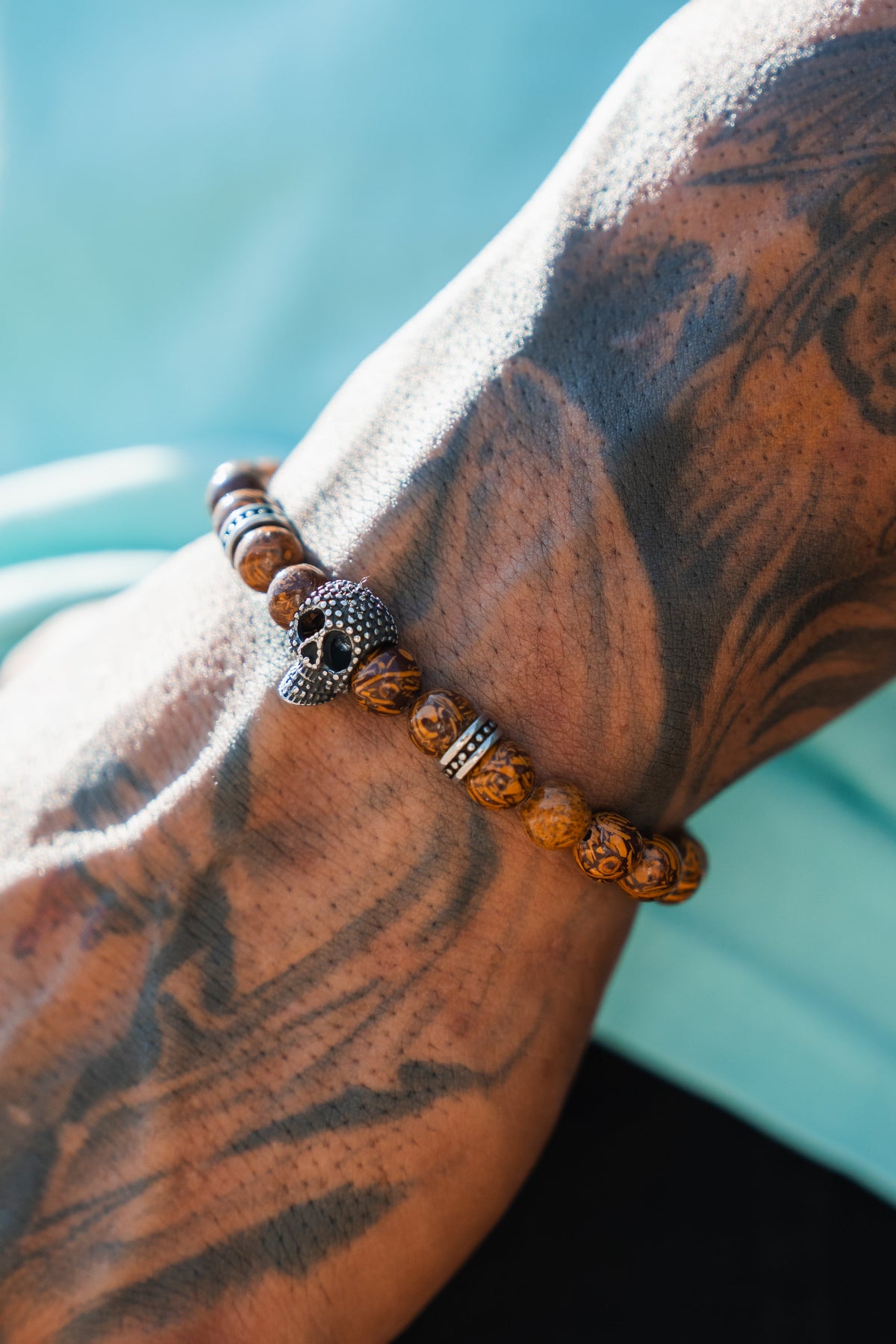 Day of the Dead Brown Bead Bracelet