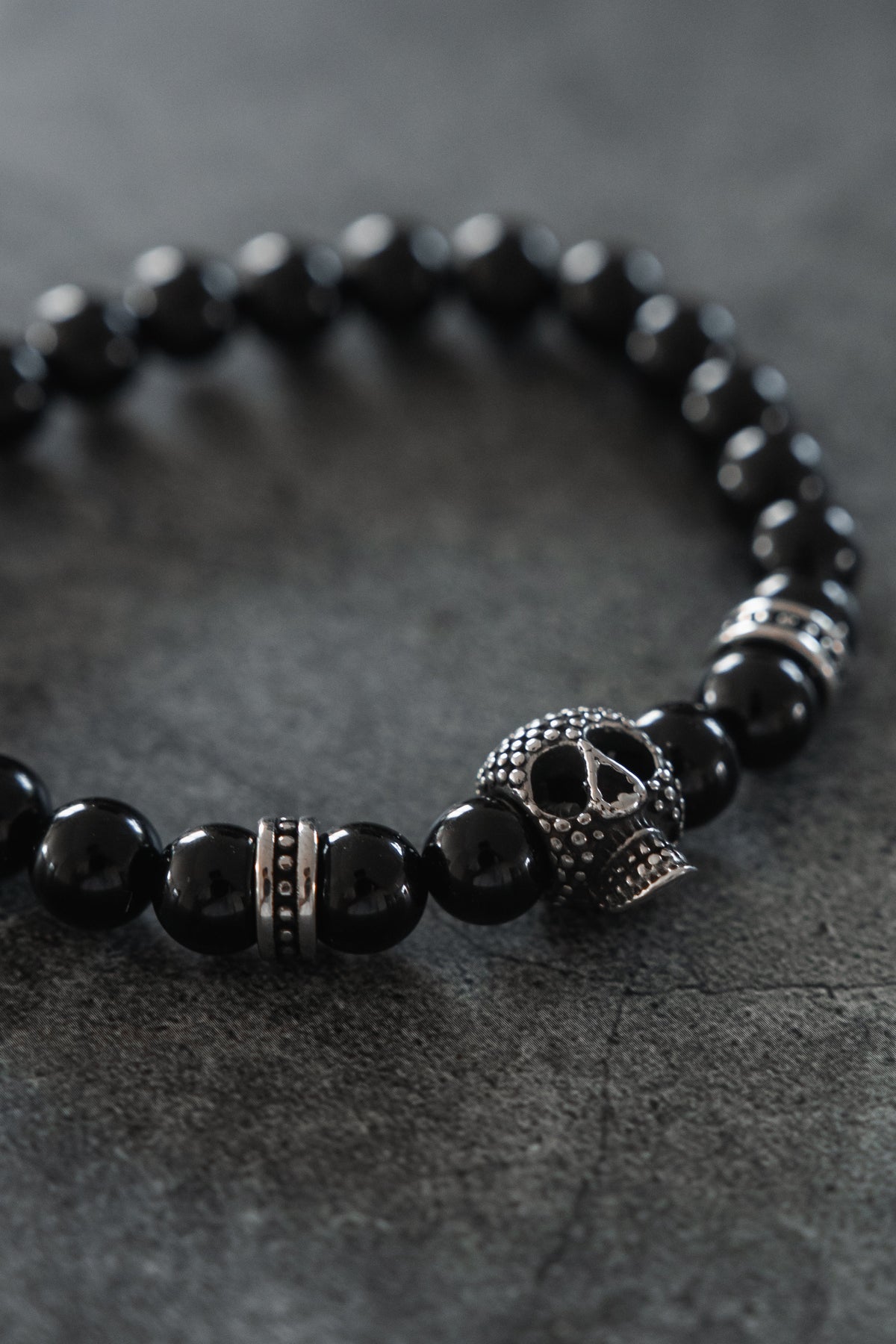Day of the Dead Black Bead Bracelet