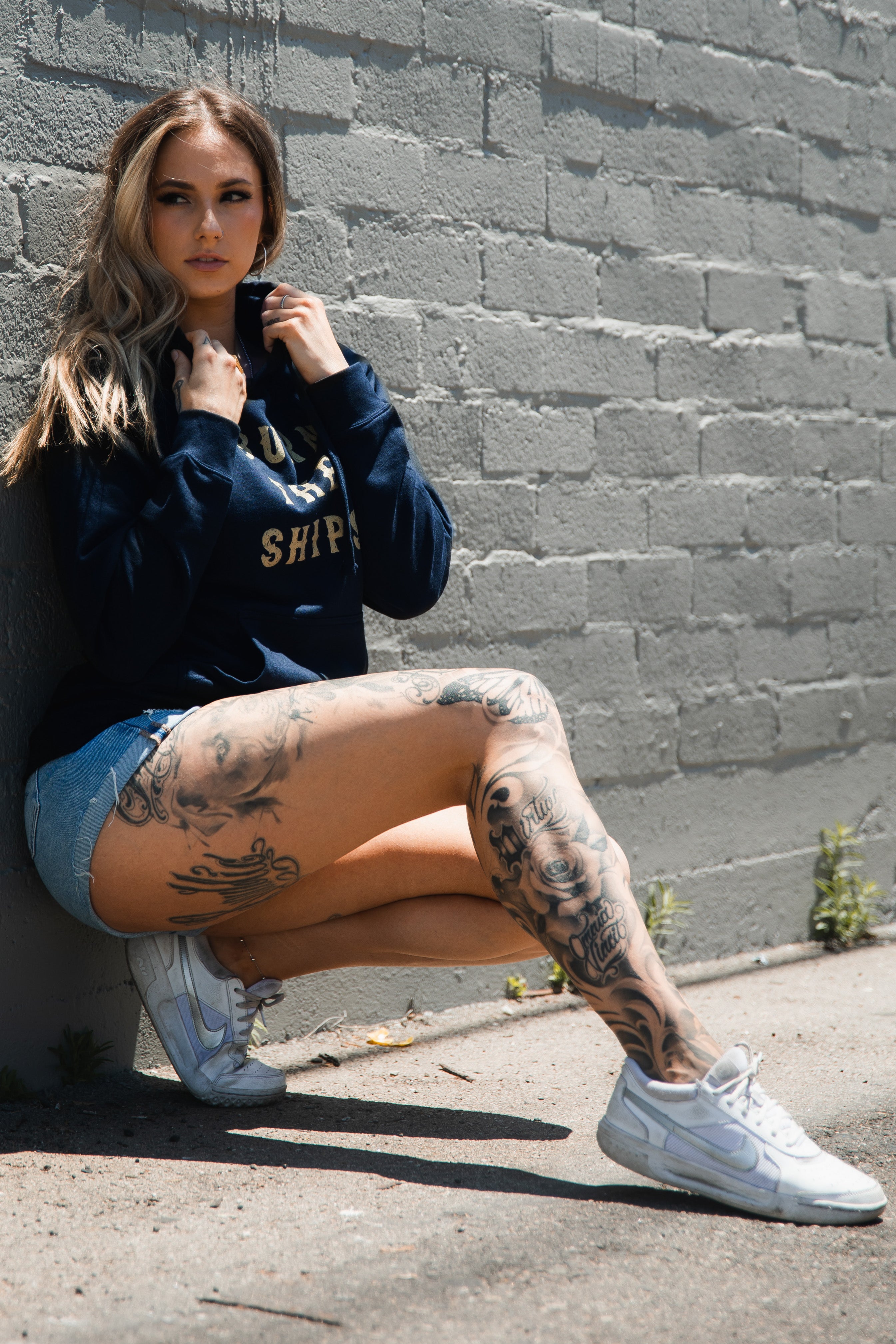 Burn The Ships Navy Gold Foil Hoodie