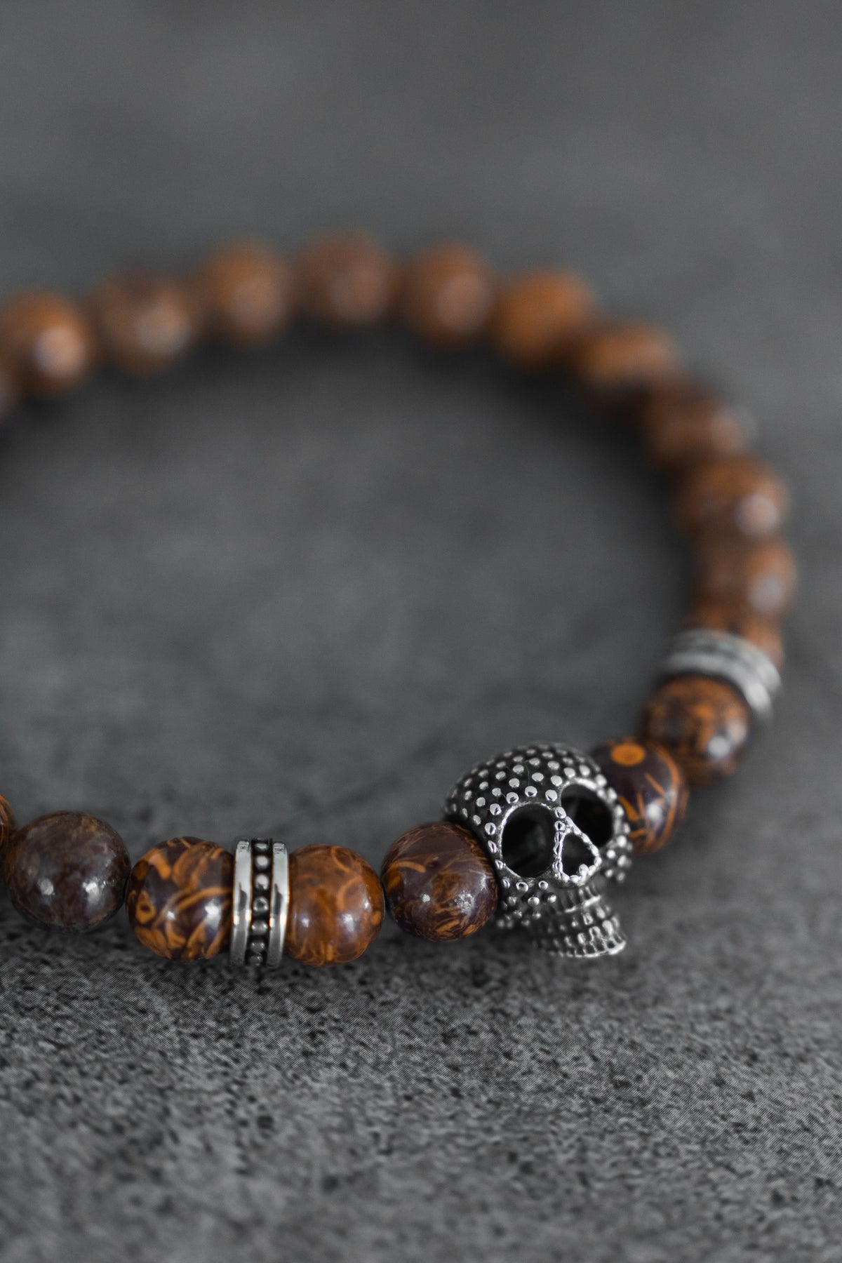 Day of the Dead Brown Bead Bracelet