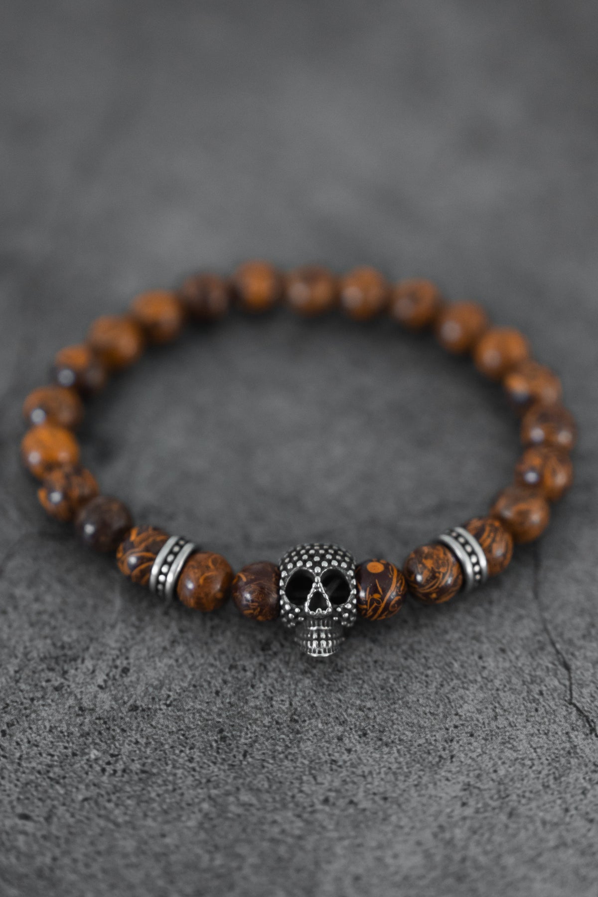 Day of the Dead Brown Bead Bracelet