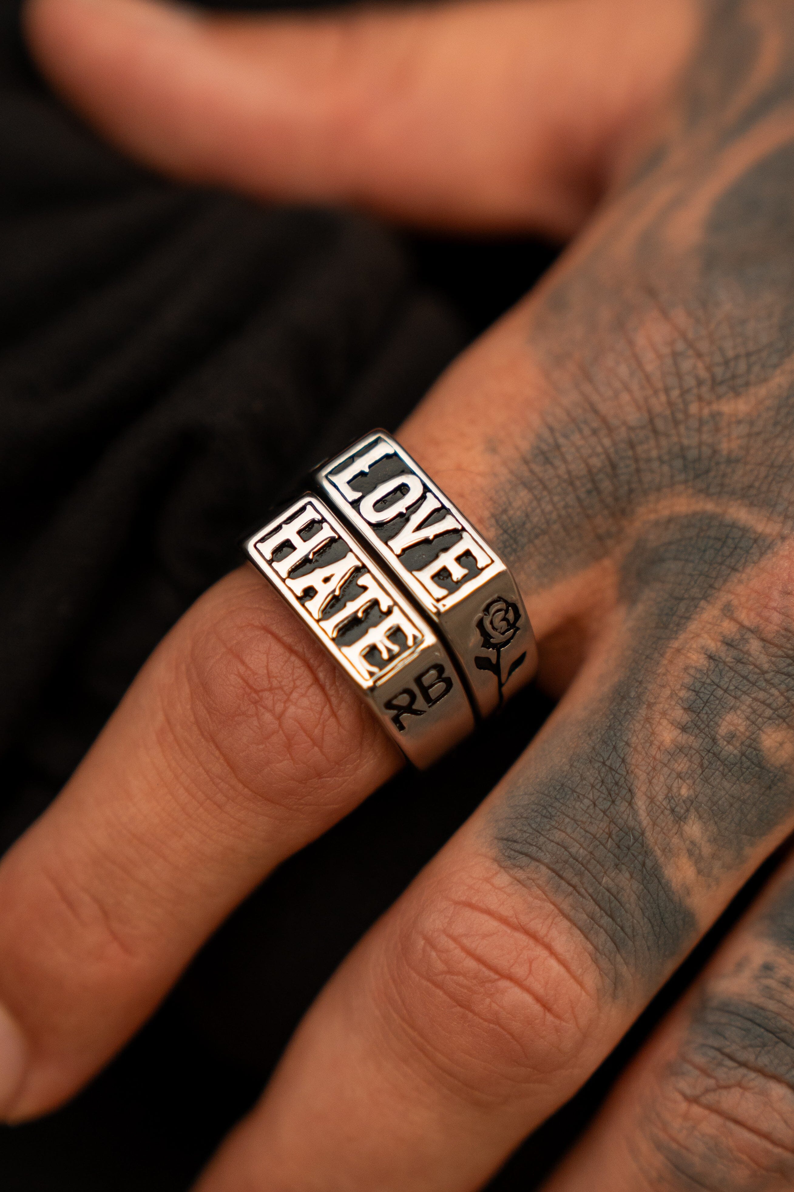 Love/Hate Stainless Steel Rings | Set Of 2 | By Relentless Betrayal