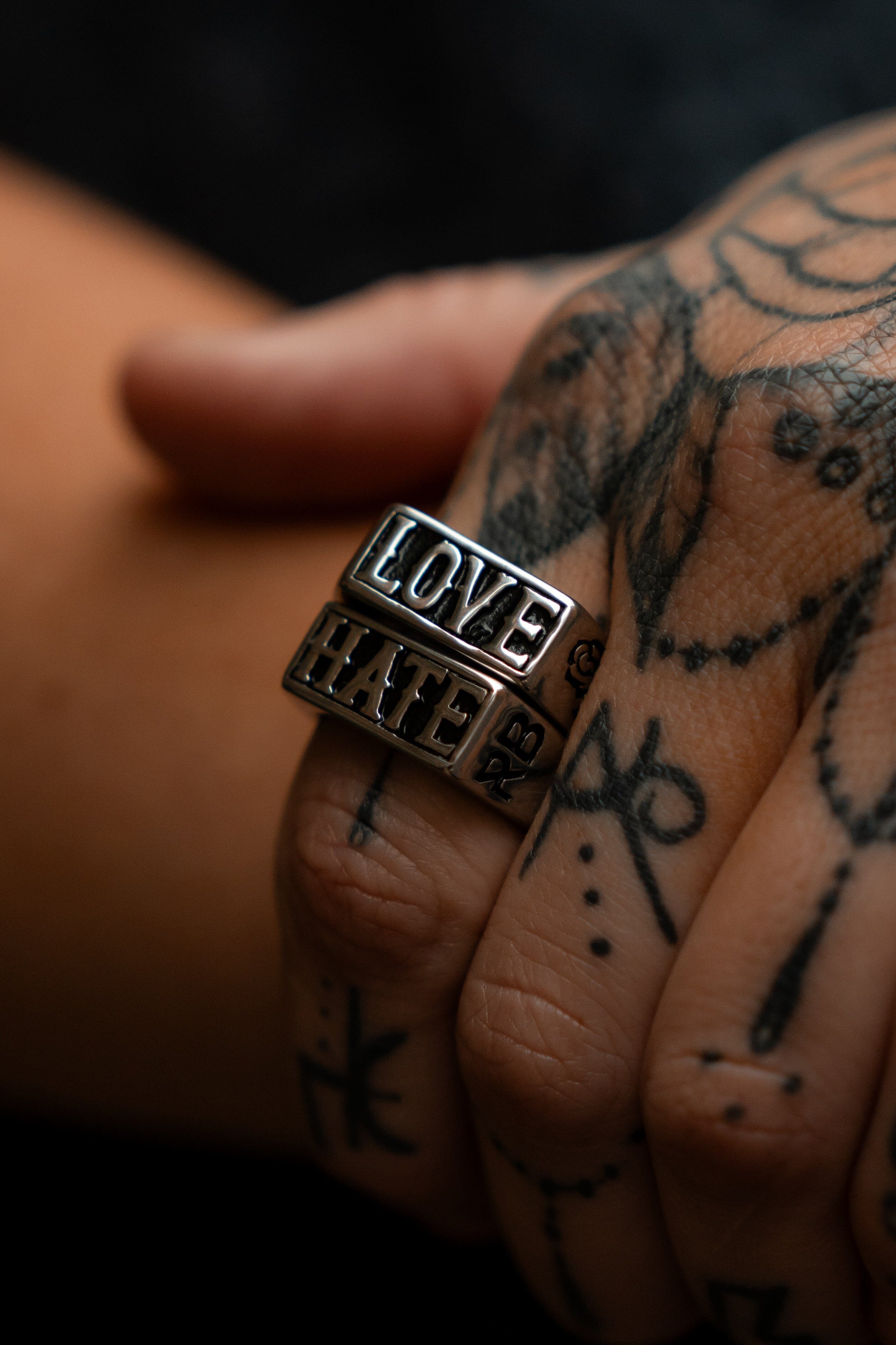 Love/Hate Stainless Steel Rings | Set Of 2 | By Relentless Betrayal