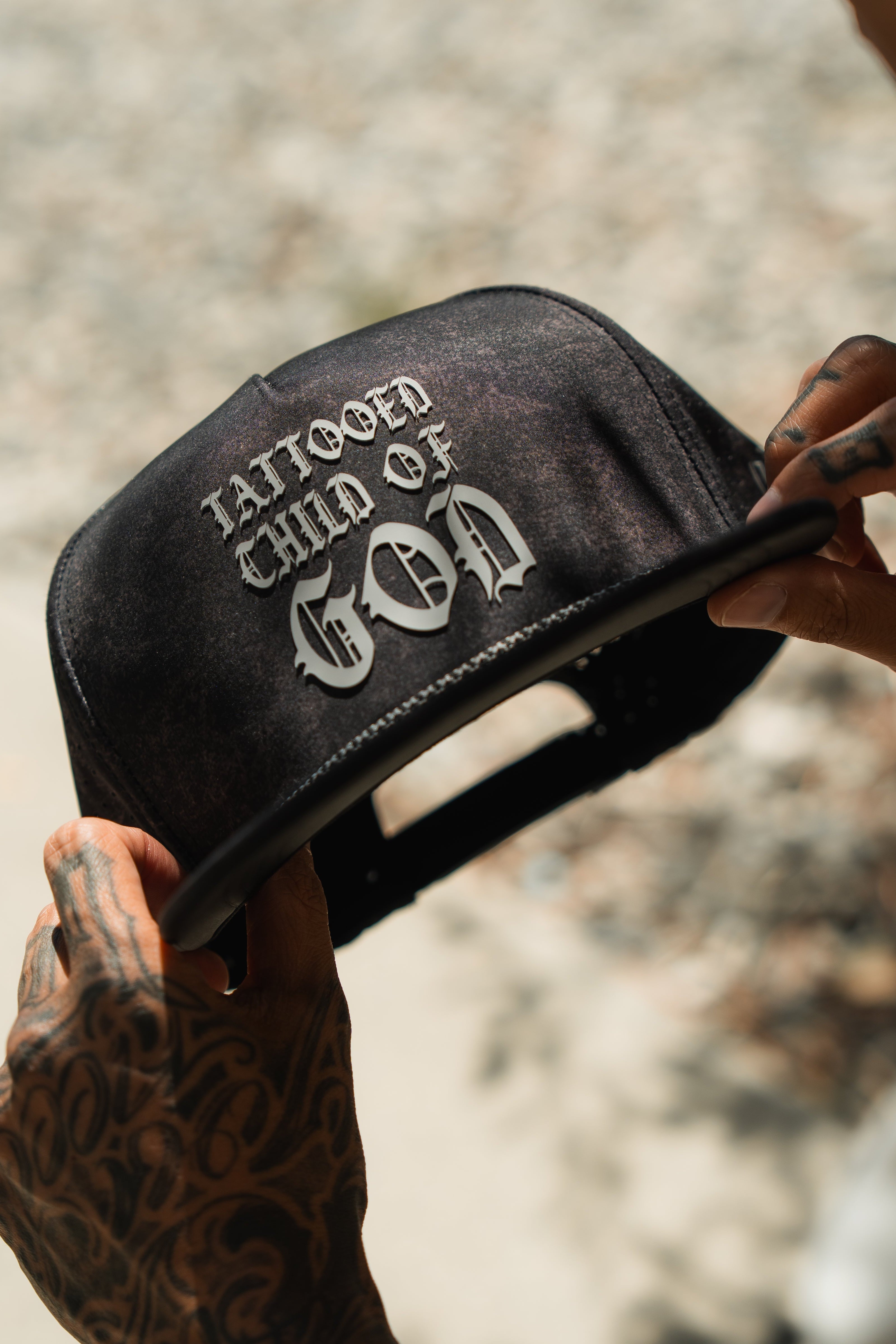Tattooed Child of God Mineral Wash PVC Snapback