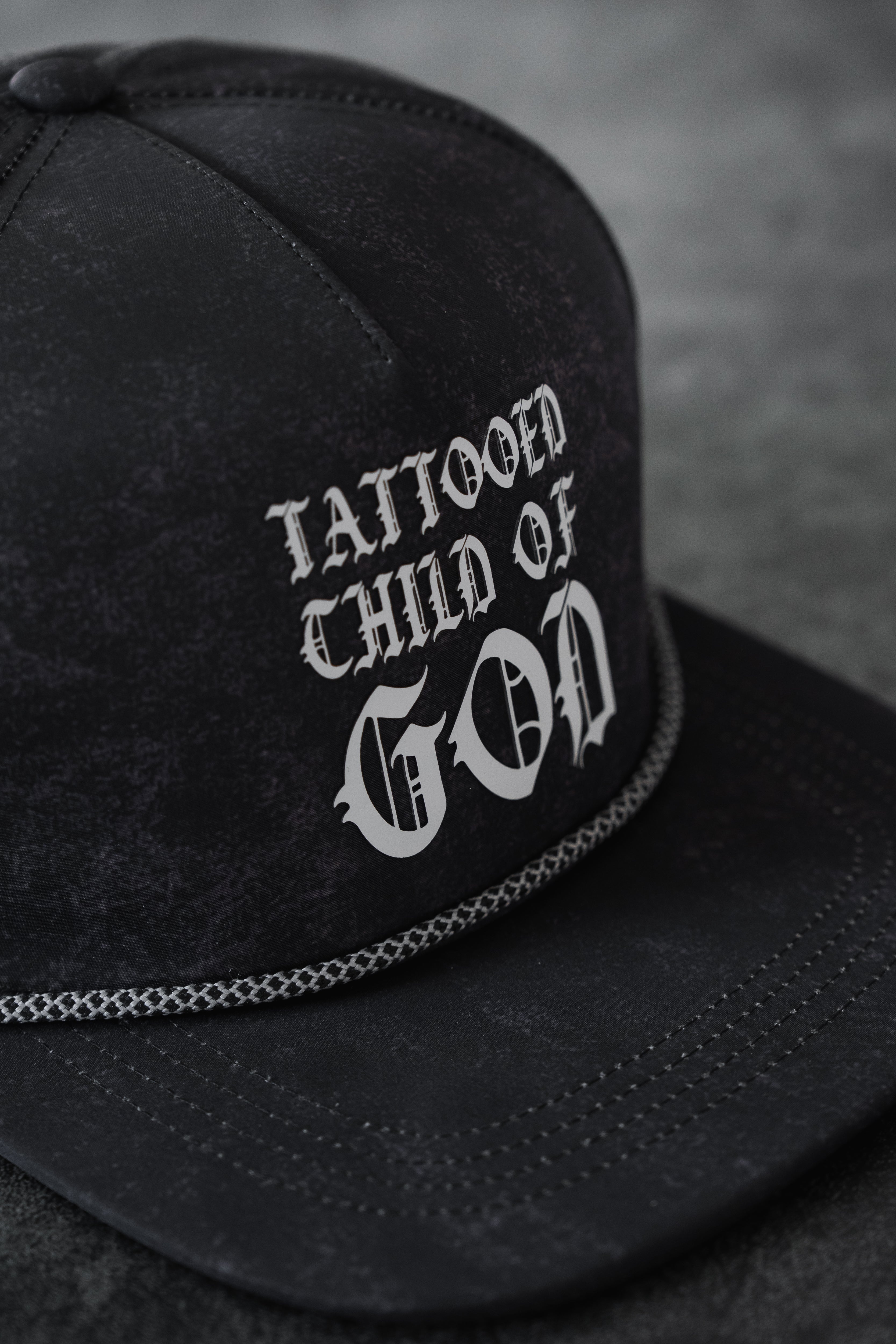 Tattooed Child of God Mineral Wash PVC Snapback