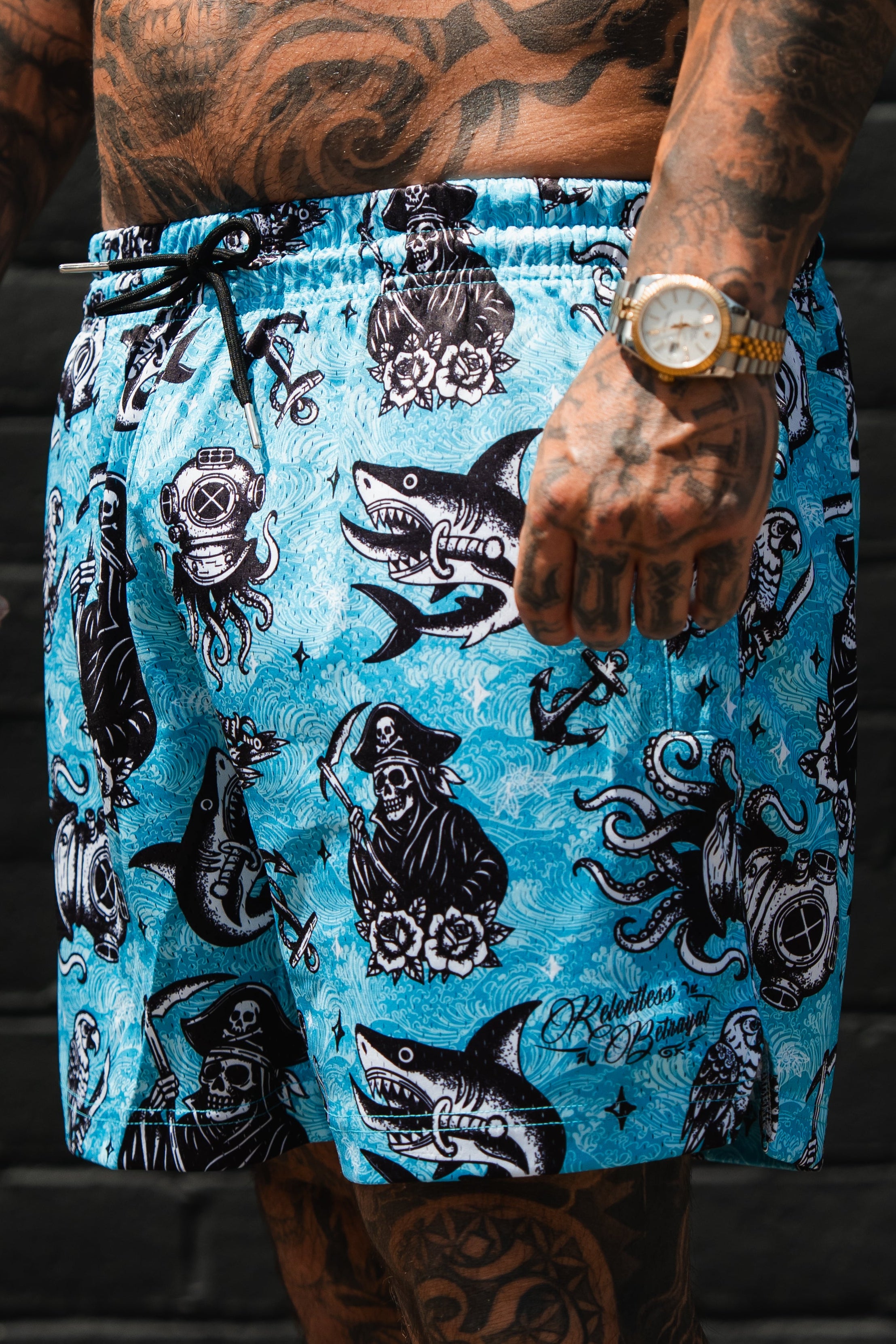 Premium Mesh Shorts | 5.5"- The Sea Swallows the Weak