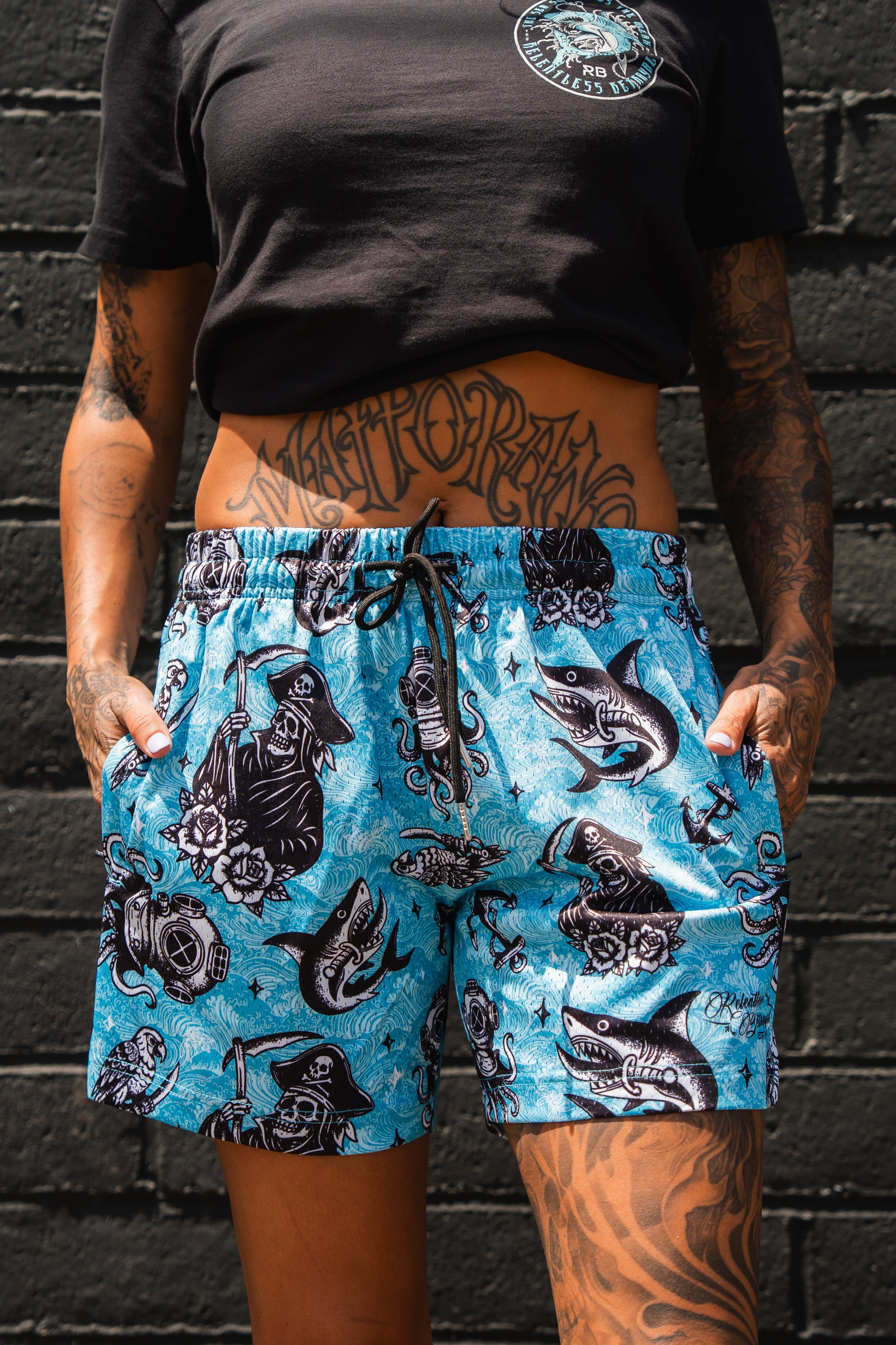 Premium Mesh Shorts | 5.5"- The Sea Swallows the Weak
