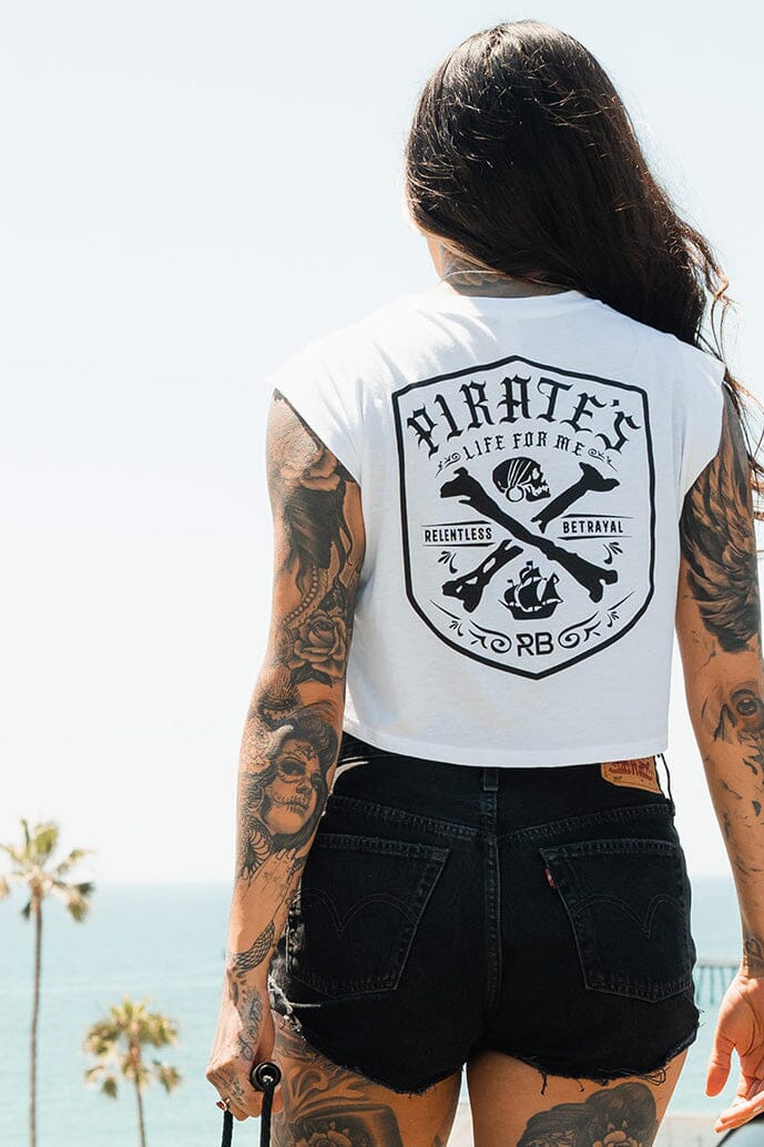 Pirate's Life Women's White Crop Tank