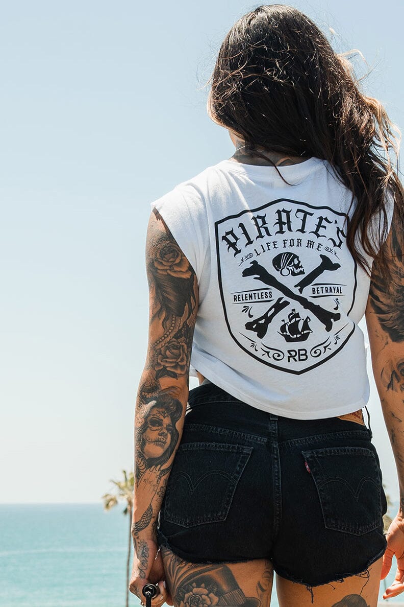 Pirate's Life Women's White Crop Tank