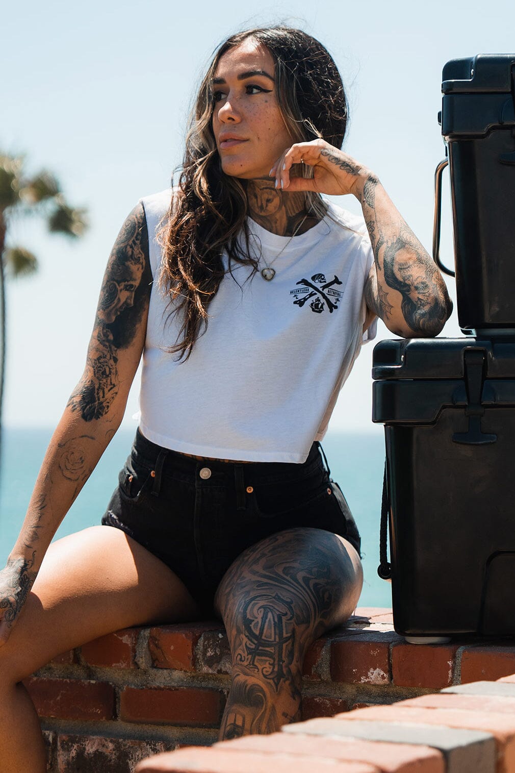 Pirate's Life Women's White Crop Tank