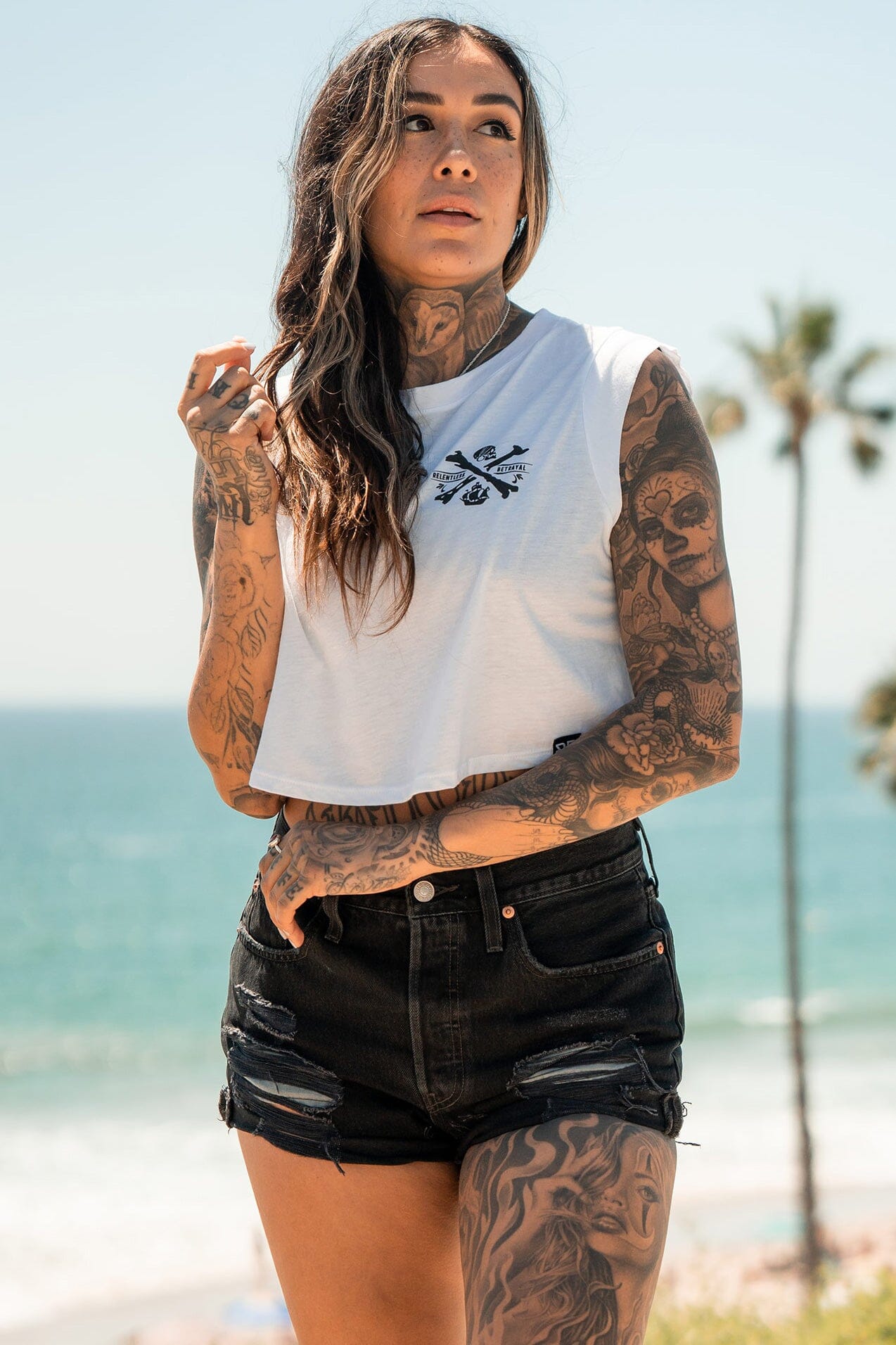 Pirate's Life Women's White Crop Tank