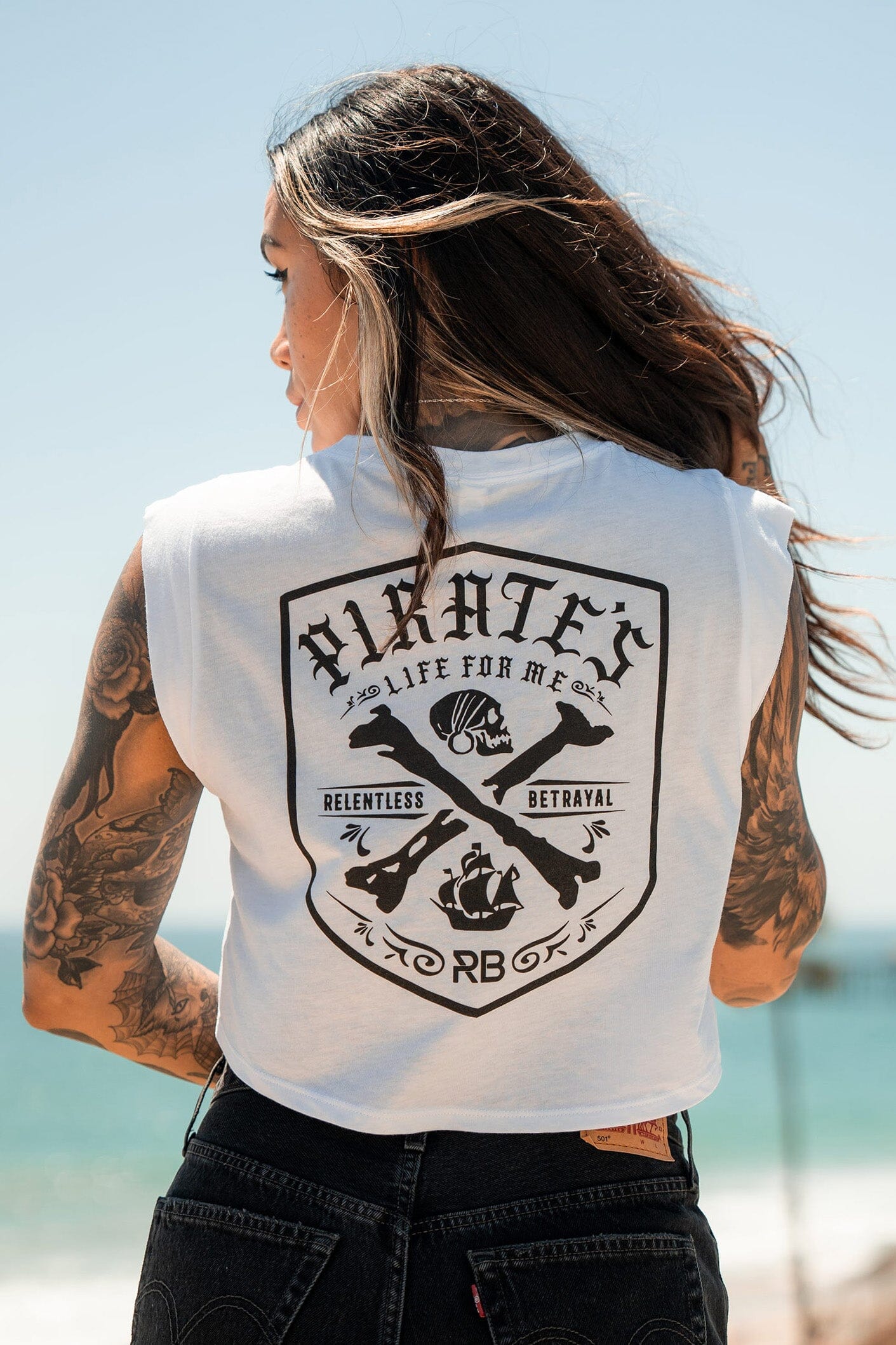 Pirate's Life Women's White Crop Tank