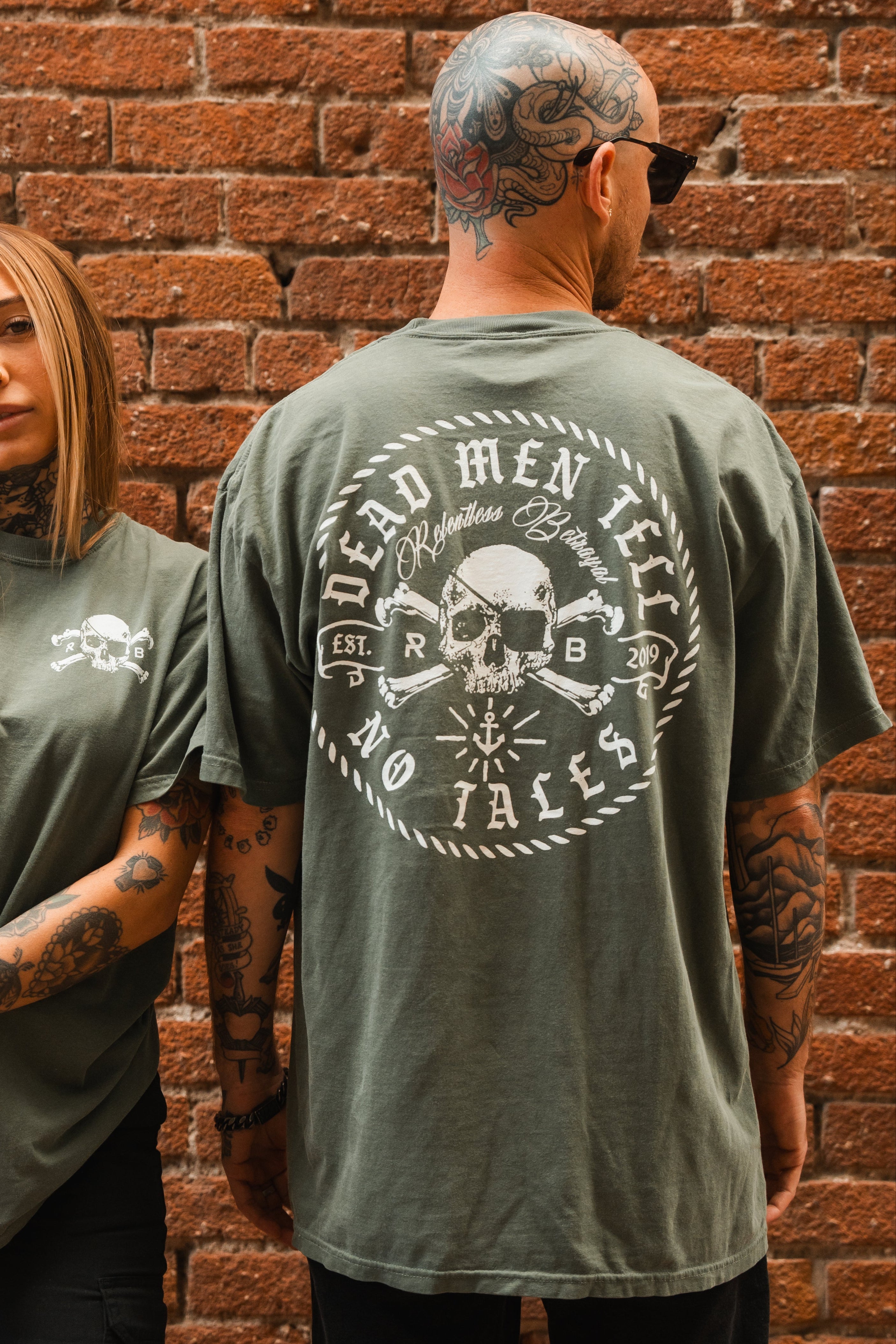 Moss Color Heavyweight T-Shirt - Nautical Design