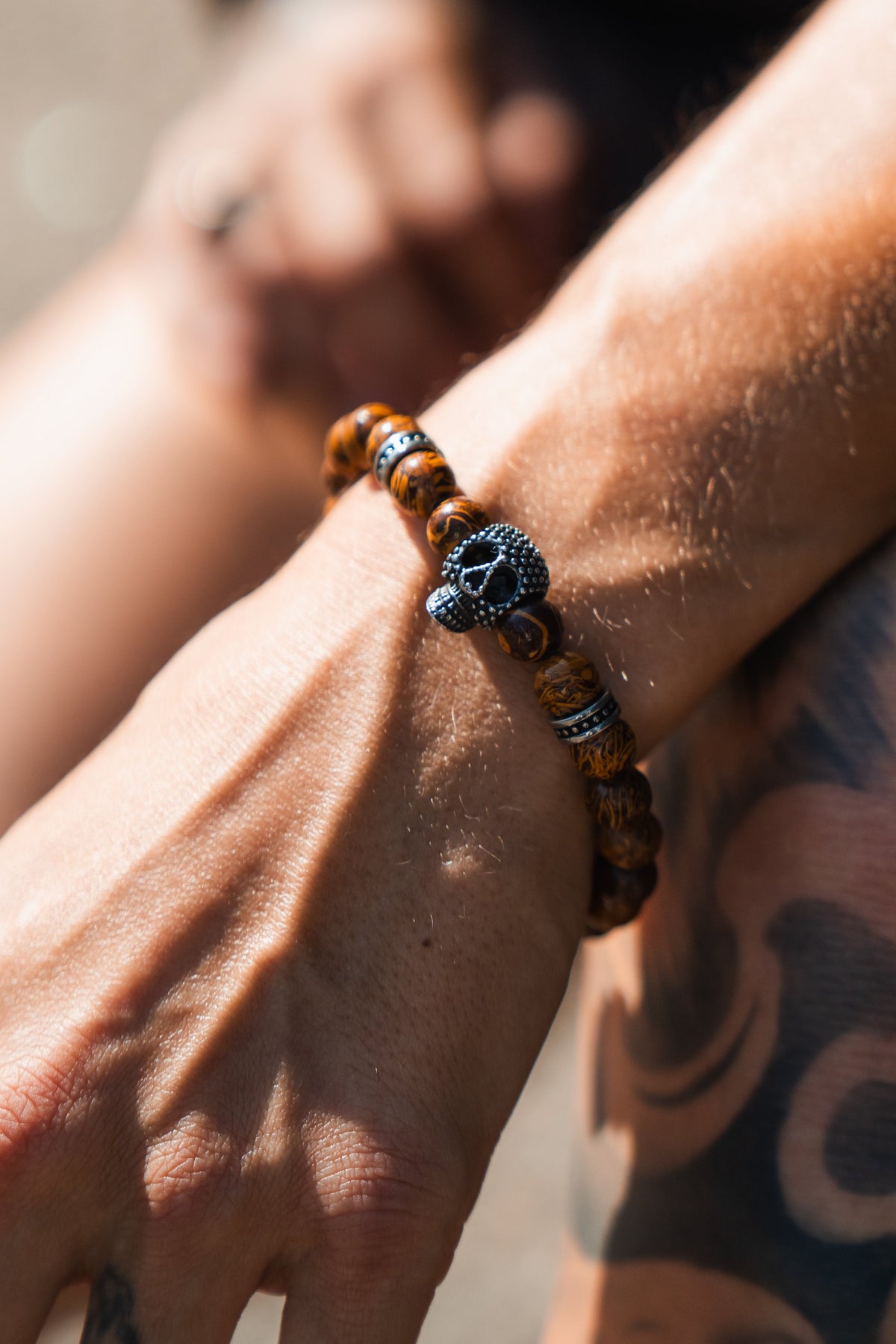 Day of the Dead Brown Bead Bracelet