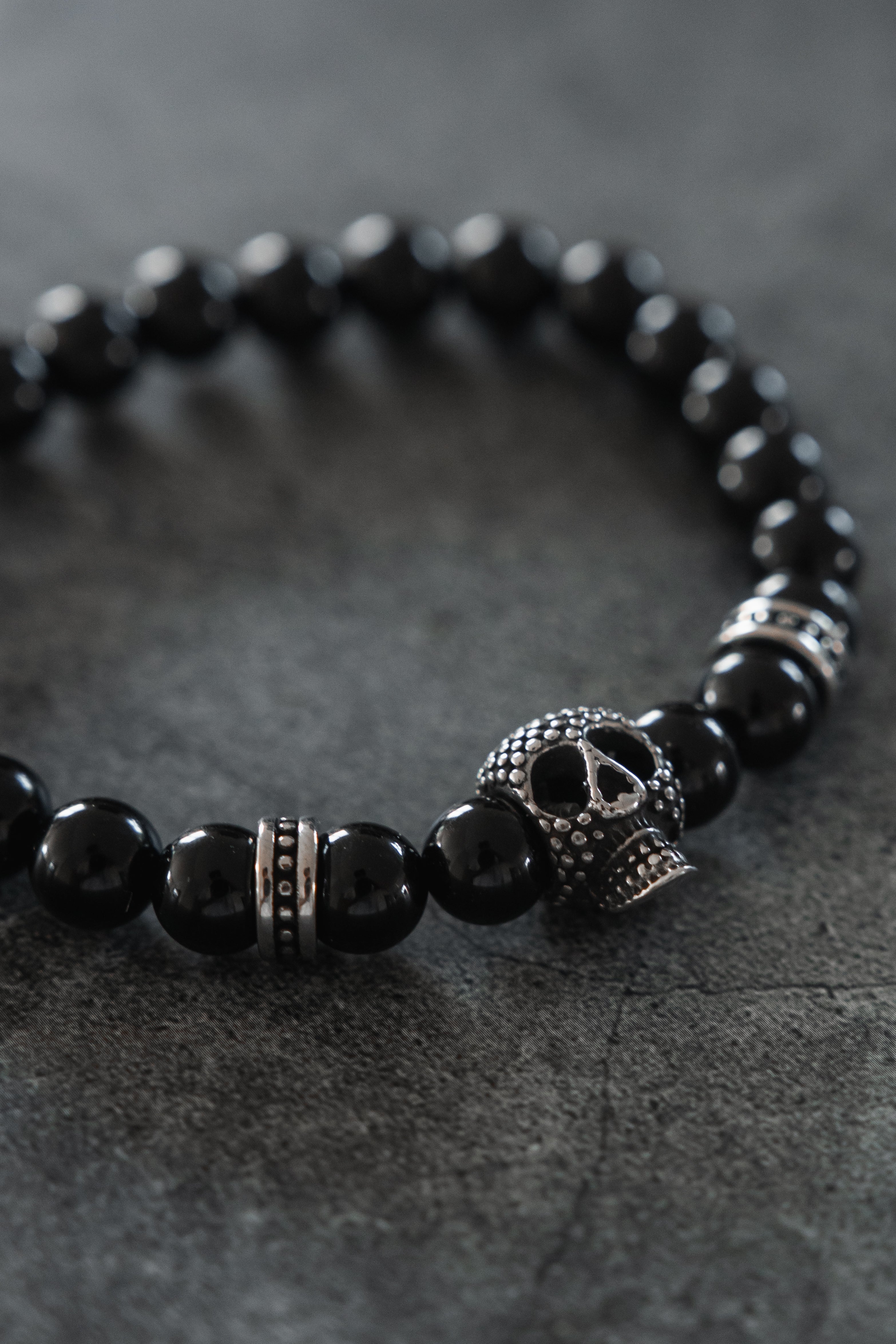 Day of the Dead Black Bead Bracelet