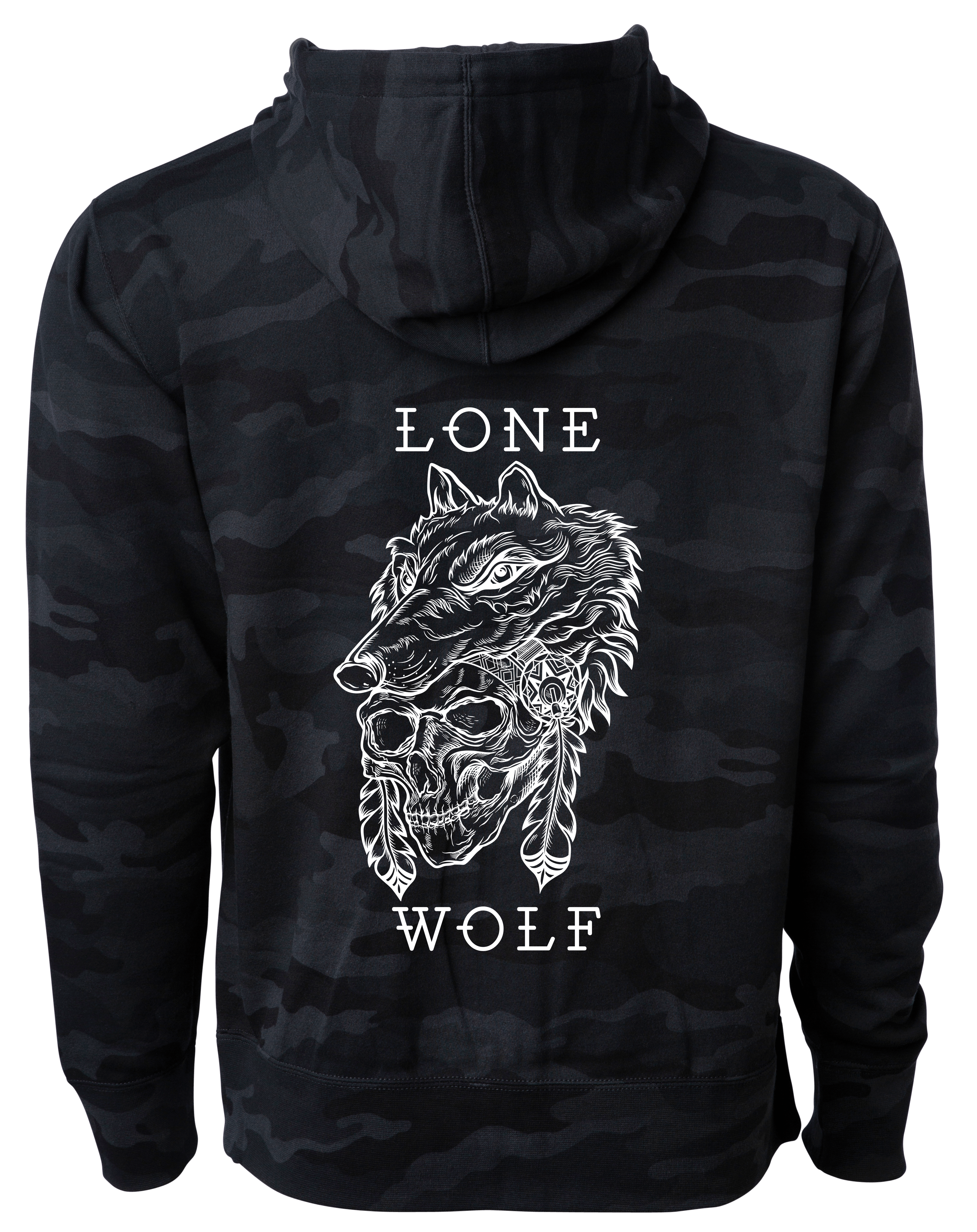 Sweat à capuche camouflage noir Lone Wolf