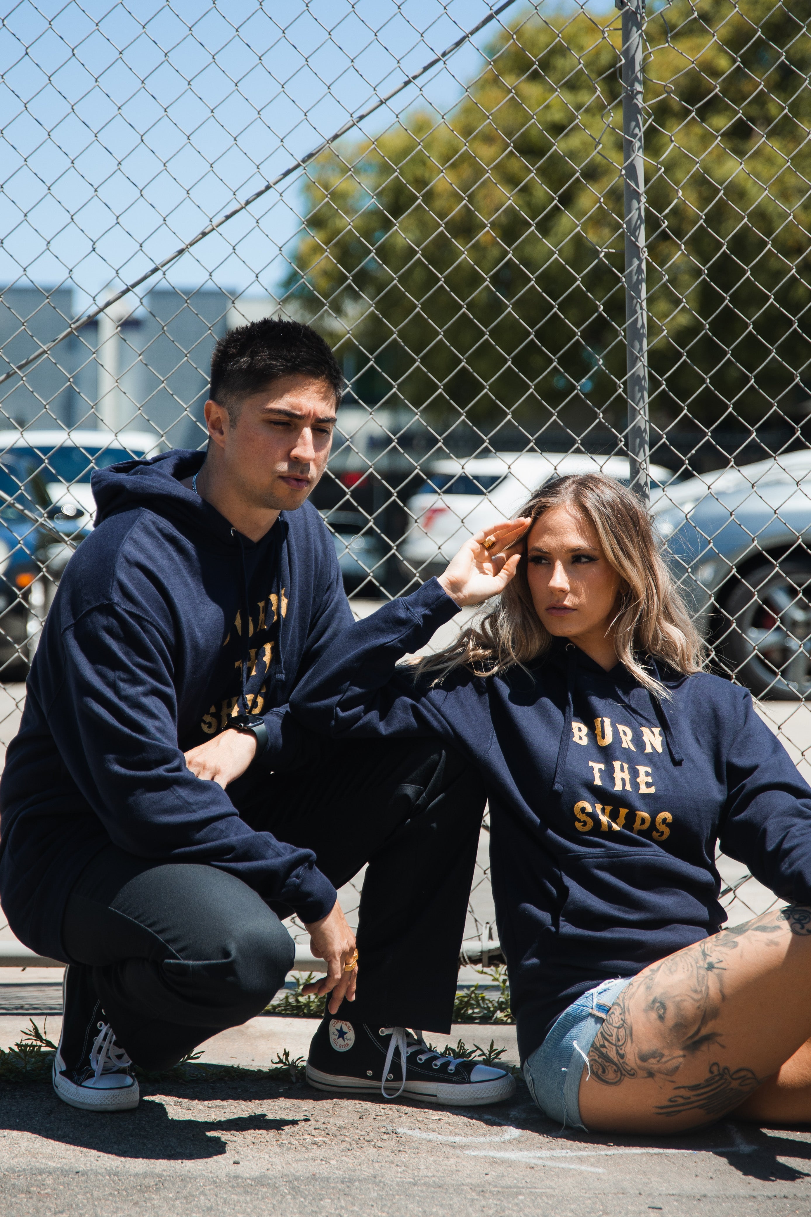 Burn The Ships Navy Gold Foil Hoodie