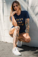 Load image into Gallery viewer, Burn The Ships Navy Gold Foil T-Shirt