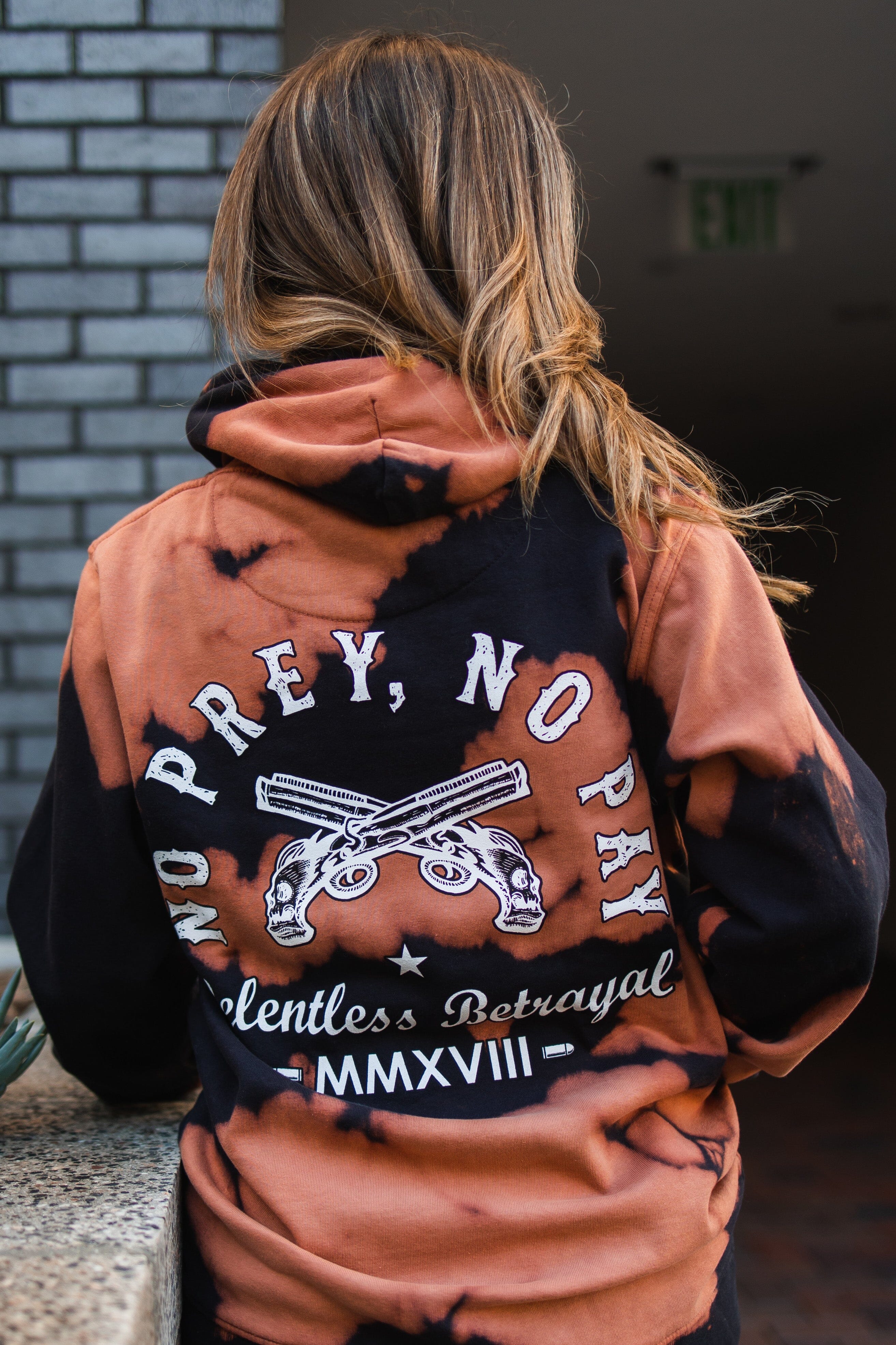 No Prey, No Pay Bleach Wash Hoodie