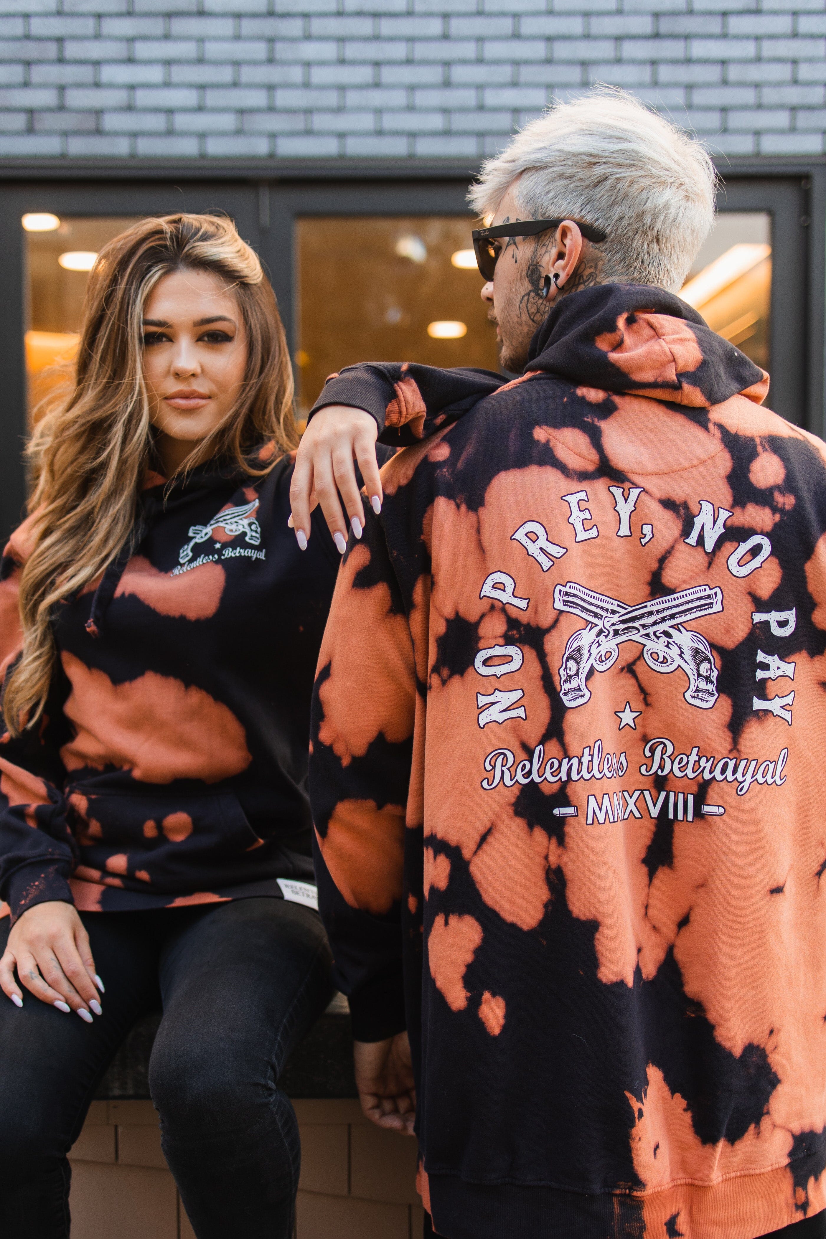 No Prey, No Pay Bleach Wash Hoodie