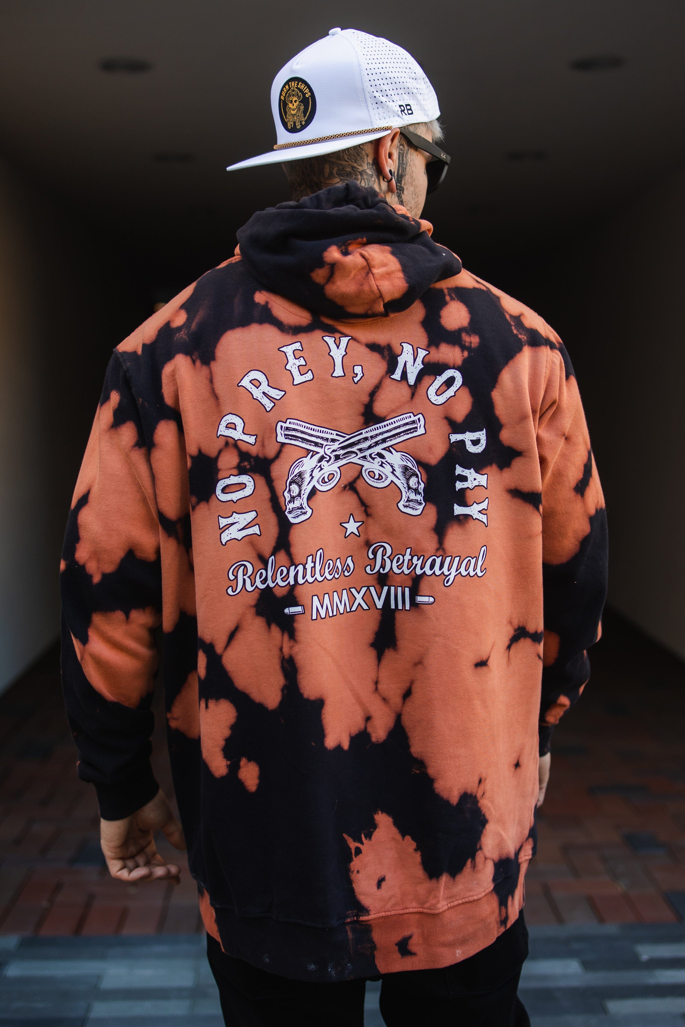 No Prey, No Pay Bleach Wash Hoodie