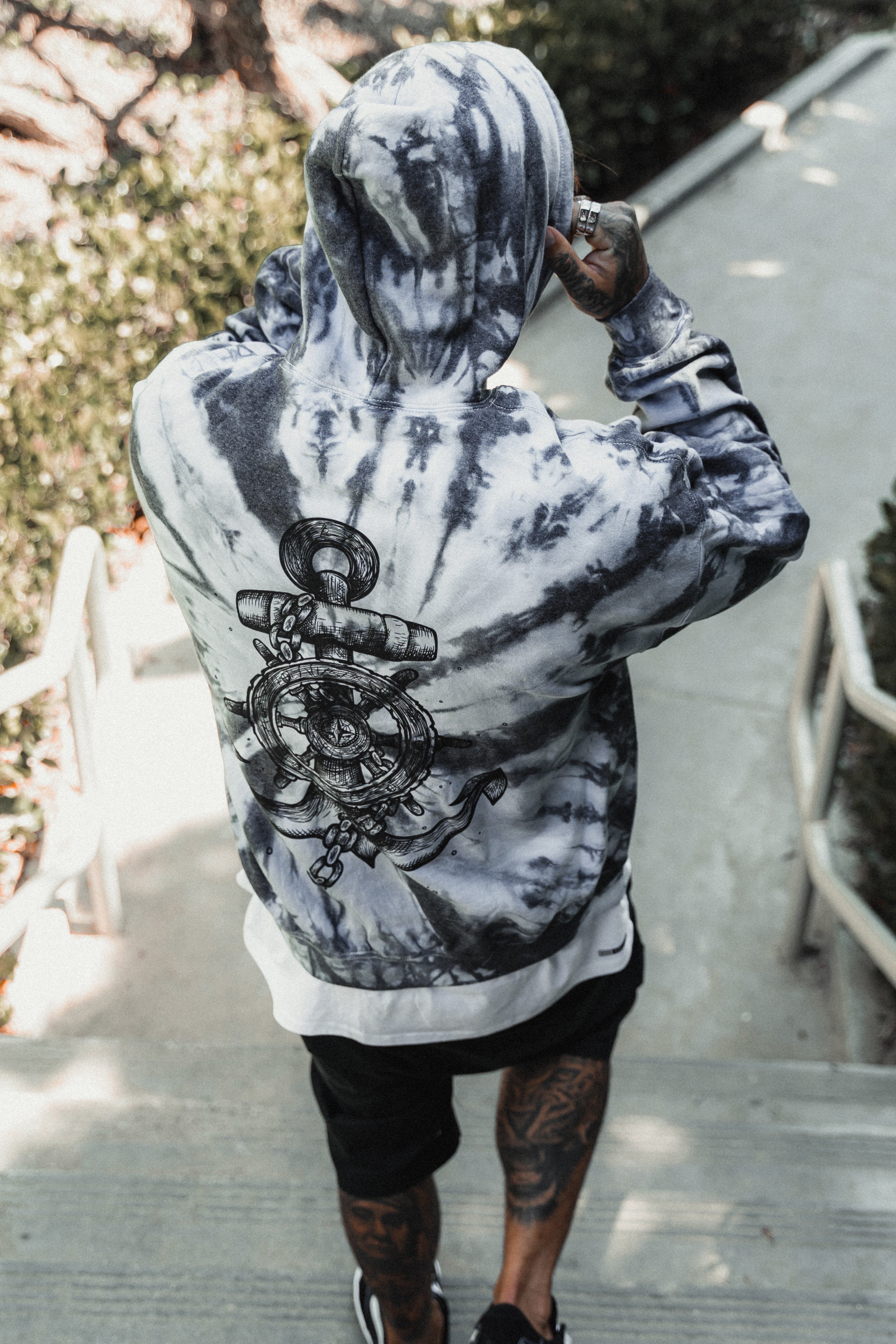 Red Tie Dye Hoodie with Skull Design - by Relentless Betrayal L