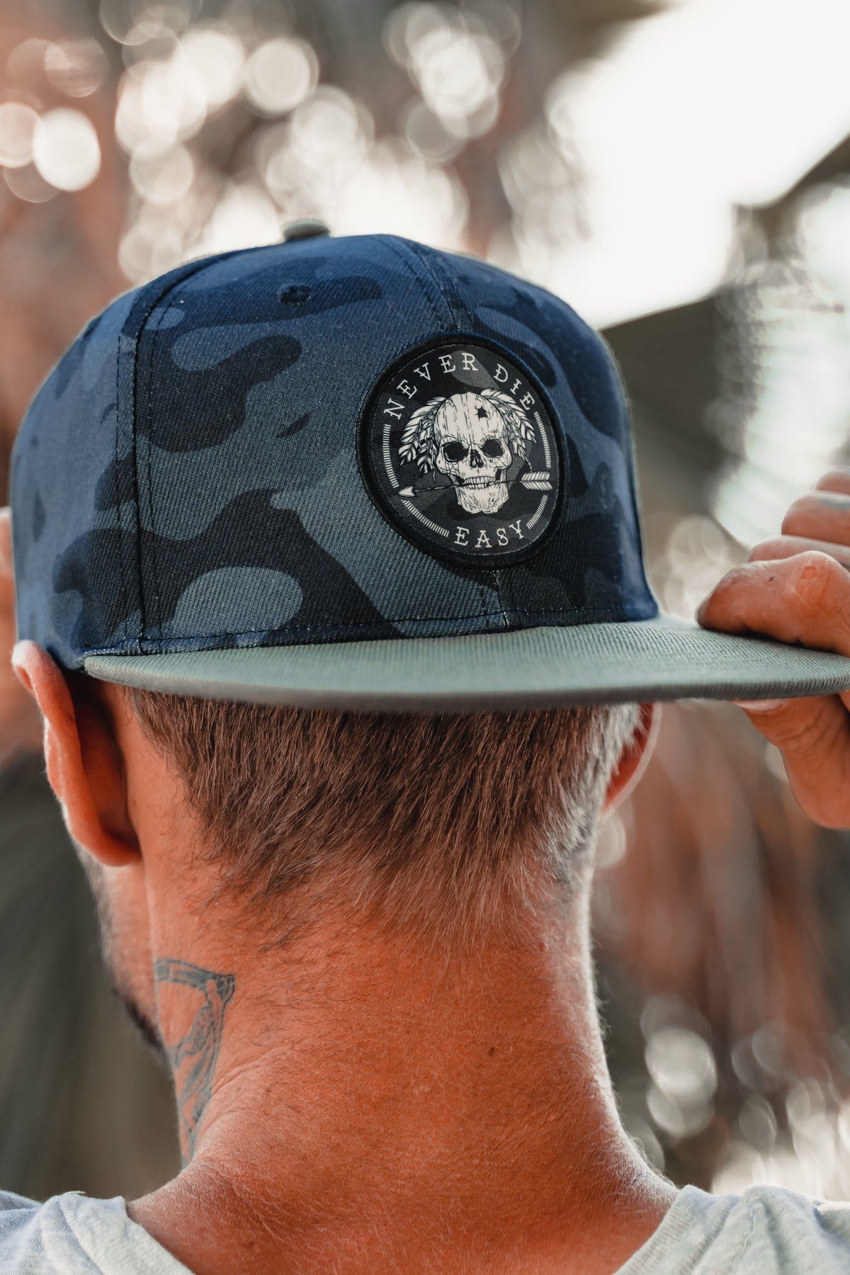 Never Die Easy Black Camo Snapback