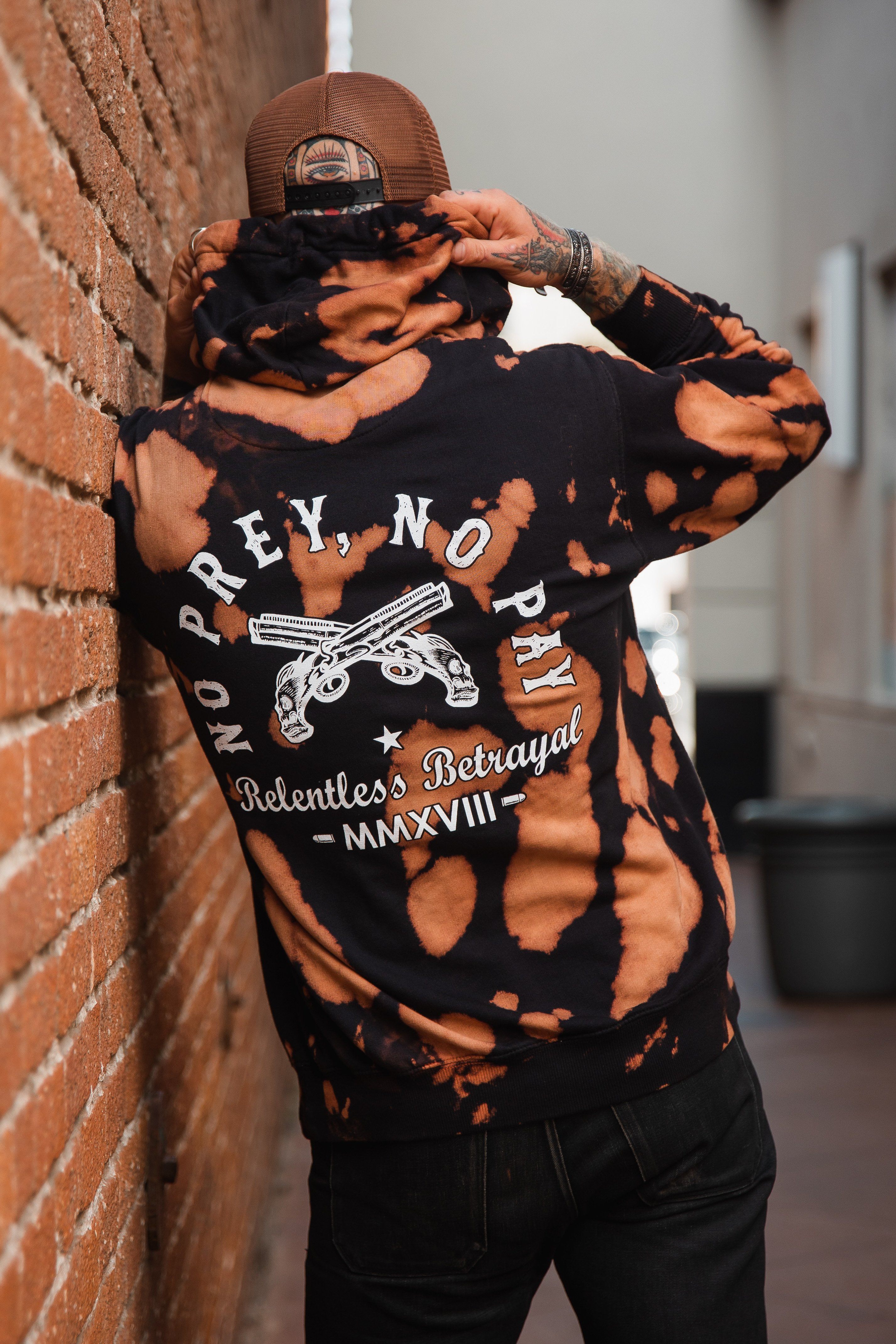 No Prey, No Pay Bleach Wash Hoodie