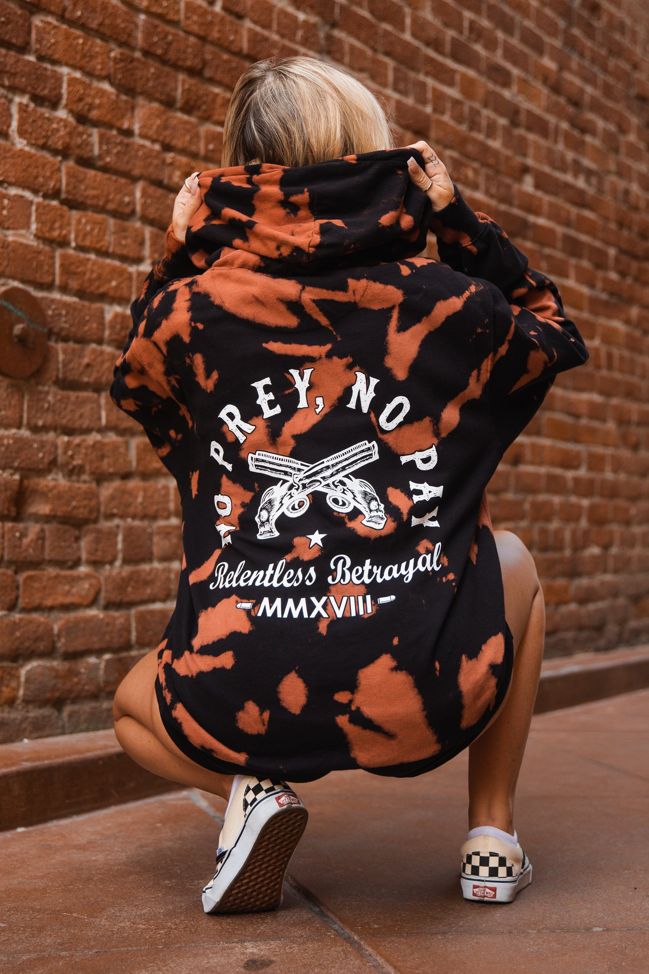 No Prey, No Pay Bleach Wash Hoodie