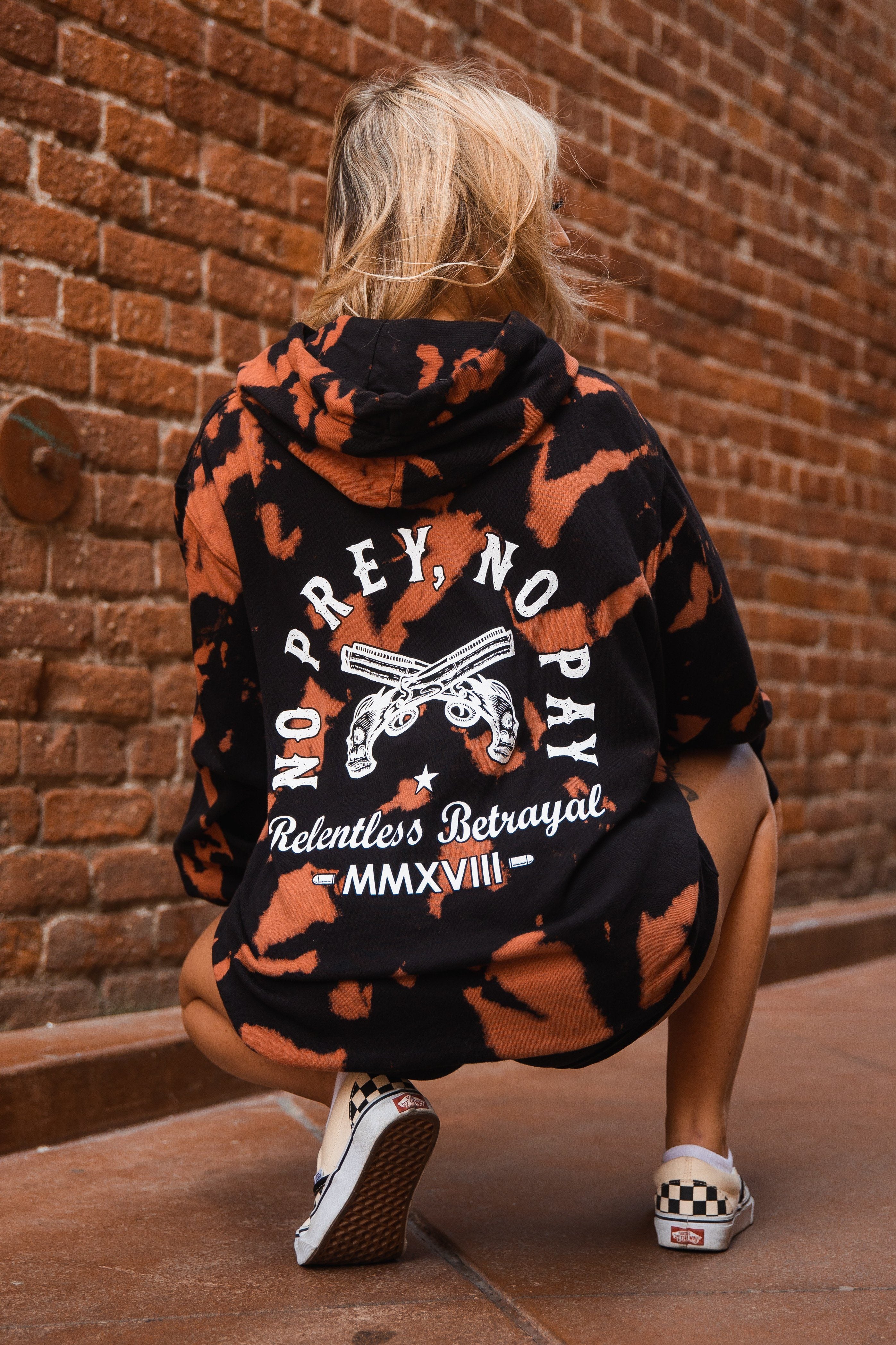 No Prey, No Pay Bleach Wash Hoodie