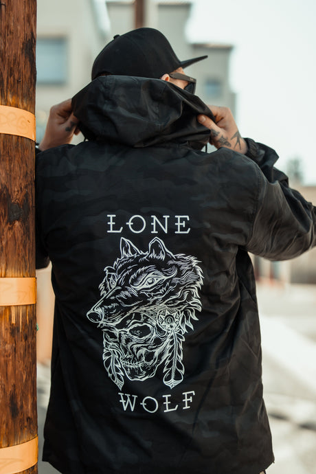 Lone Wolf Black Camo Pullover Jacket