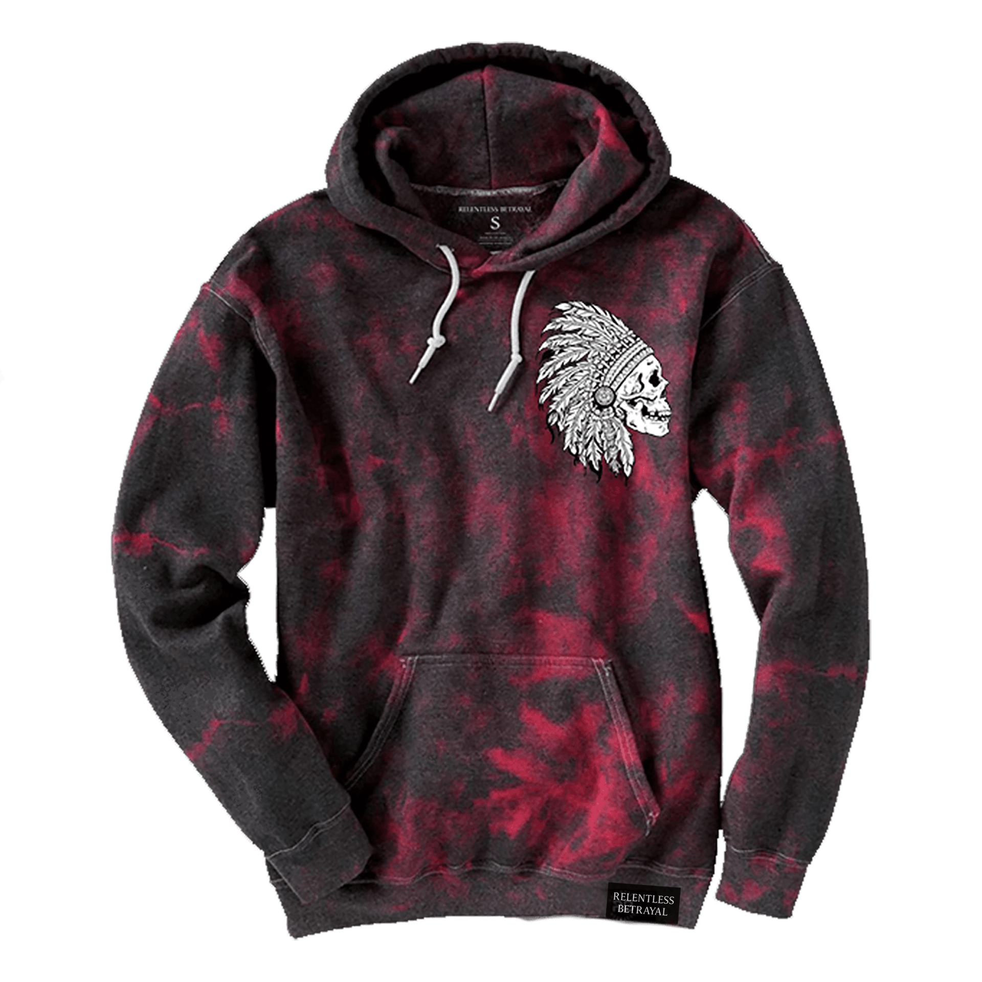 Red Tie Dye Hoodie With Skull Design By Relentless Betrayal